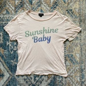 Wildfox Sunshine Baby Light Pink Tee Shirt T-shirt Summer Beach Pool Swim